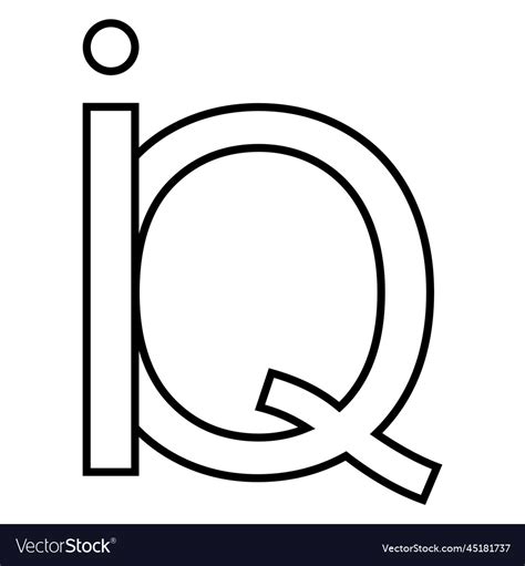 Logo sign iq qi icon nft interlaced letters i q Vector Image