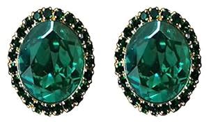 Shreya Collection Alloy Green Colour Non Piercing Stud Earrings for Non ...