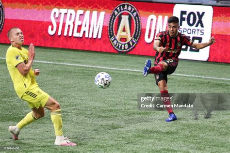Gonzalo Martinez of Atlanta United puts a shot on goal in front of ...