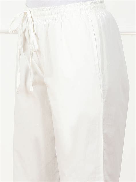 Off White Cotton Straight Pant