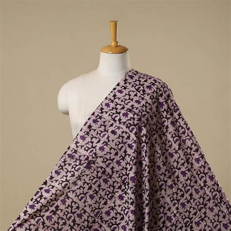 Purple Kutch Hand Block Batik Print Cotton Fabric