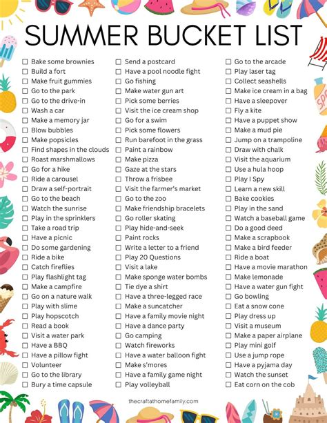 100 fun summer bucket list ideas free printable – Artofit