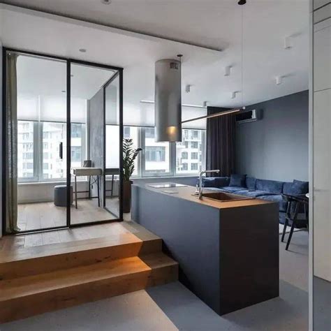 47平小户型单身公寓暗色系，地台的设计，让房子更有层次感！_装修_空间_卧室