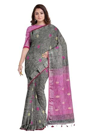 SLAGHA Women's Woven Traditional Bengal Tant Pure Cotton Khadi Slab ...