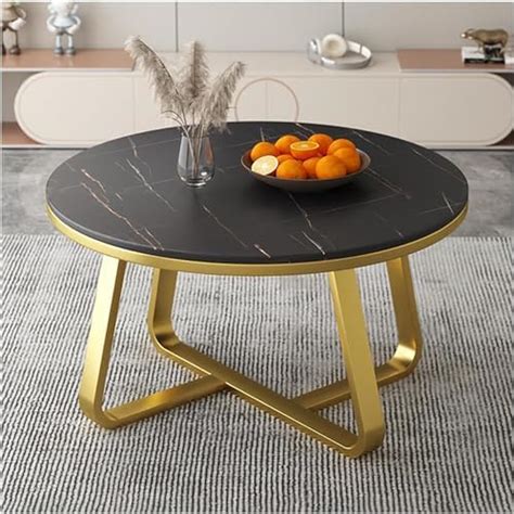 Dream Arts Marbled Laminated Coffee Table Round Tea Table Modern ...