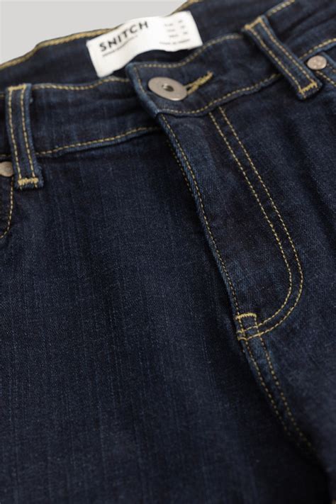 Buy Men's Dark Blue Plain Skinny Fit Jeans Online | Snitch – SNITCH