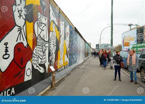 Germany. Berlin Wall with Drawings in Berlin. February 17, 2018 ...
