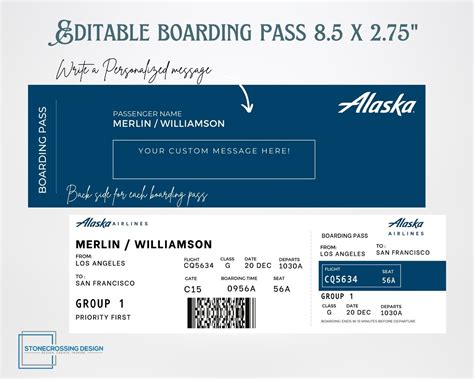 Editable Airline Boarding Pass Ticket Template. Surprise Trip Ticket ...
