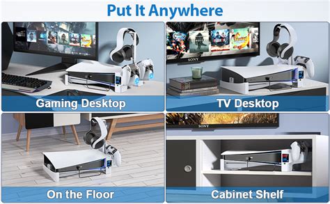 Tokluck PS5 Horizontal Stand with Cooling Fans & Controller Charger