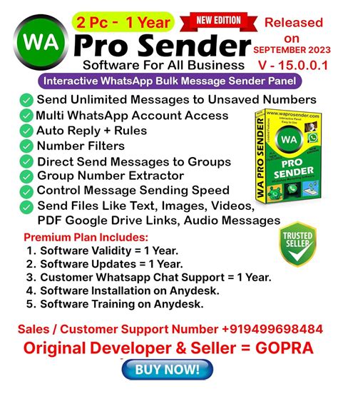 Business Bulk Whatsapp Sender Support BETA MODE - 1 Year - 2 User ...
