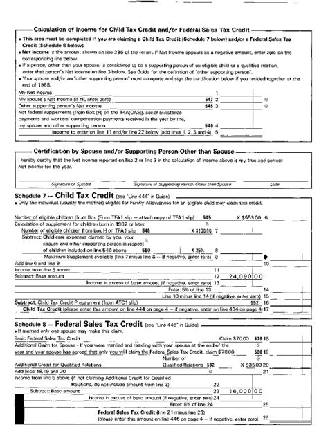 Canada Child Tax Credit Calculation Form - Blank Fillable Template ...