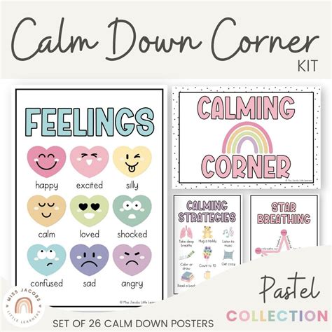 Pastel Calm Down Corner Kit, Printable Emotional Support Activities ...