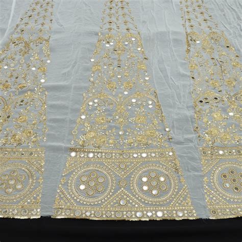 Mirror Sequins Work Kali On White Dyeable Georgette Fabric – Shree Om ...