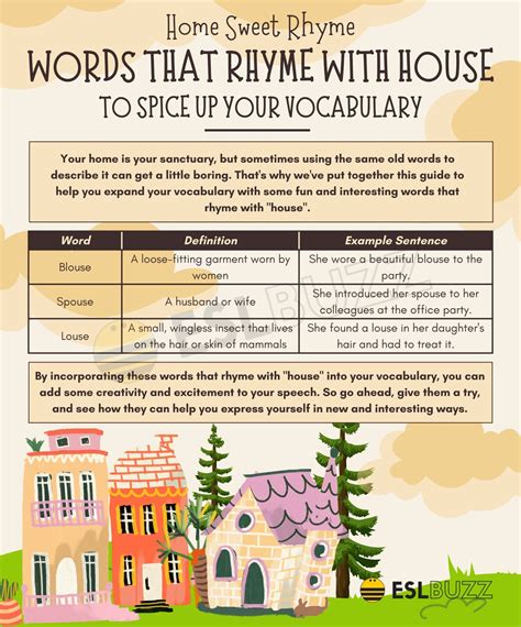 Words that Rhyme with House to Improve Your Rhyming Game Today - ESLBUZZ