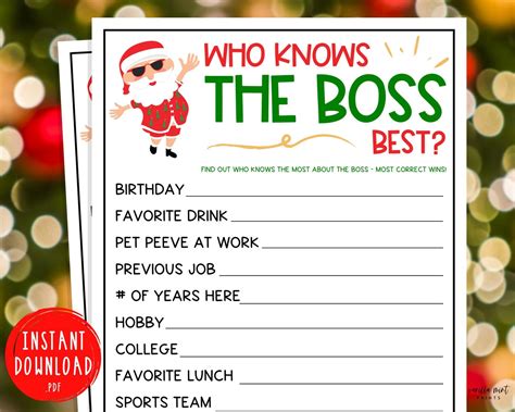 Holiday Office Party Who Knows the Boss Best Game | Fun Xmas Games ...