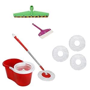 Midrib Bucket Mop with 3 Microfiber 2 Wipper for Home and Kitchen ...