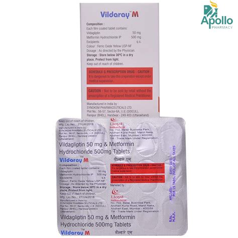 Vildaray M 50/500 Tablet | Uses, Side Effects, Price | Apollo Pharmacy