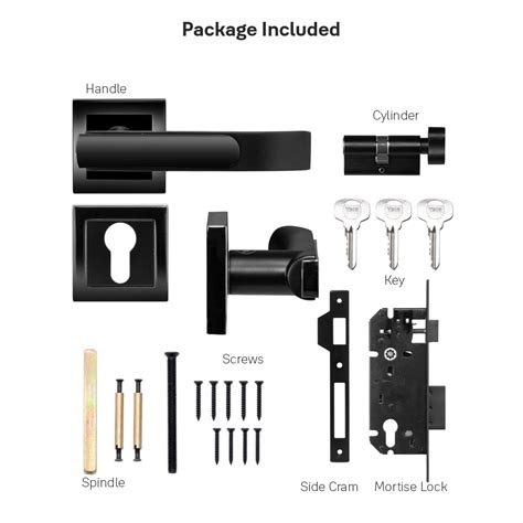 Yale YECM-603 Mortise Door Handle Lock Set, Key Cylinder in Black Matt ...