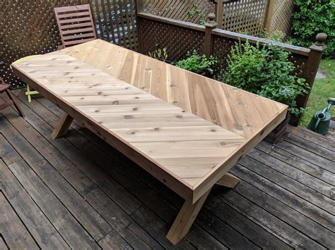 Outdoor herringbone table red cedar : r/woodworking