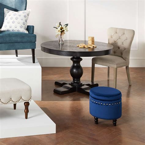 Providence Evening Mist Round Black Wooden Table Top & Base, Pedestal ...