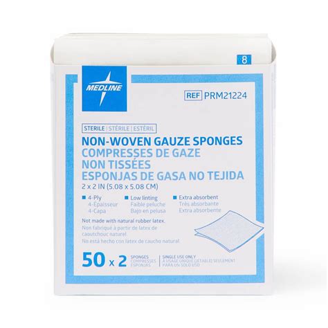 Medline Sterile Nonwoven Gauze Sponges 2s 4ply 2x2 100Ct