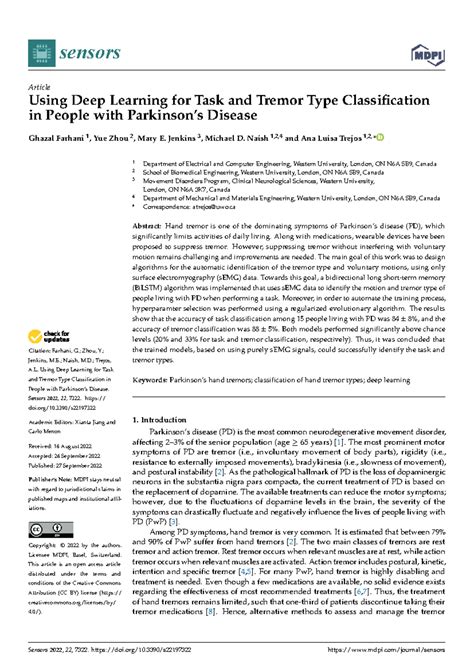 Using Deep Learning for Task and Tremor Classification in PD (Sensors ...
