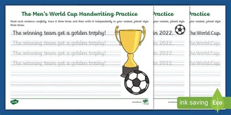 EYFS/KS1 The Journey to Cursive: The World Cup Handwriting Practice ...