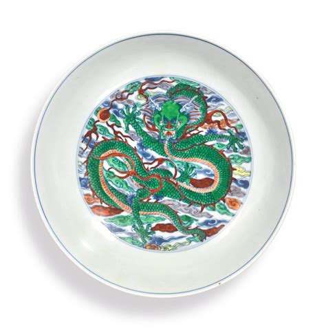 A doucai 'dragon and phoenix' dish, Kangxi mark and period (1662-1722 ...