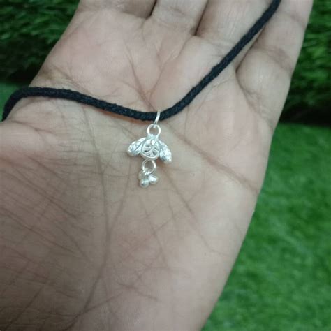 Black thread Silver Nazar Battu Anklets online by Silver Linings ...