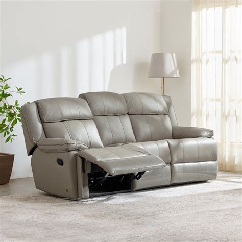 Buy Torino Half Leather 3+1+1 Seater Recliner Set - Grey from Home ...
