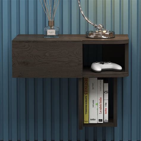 Amazon.com: Bixiaomei Floating Nightstand with Drawer and Open Shelf ...