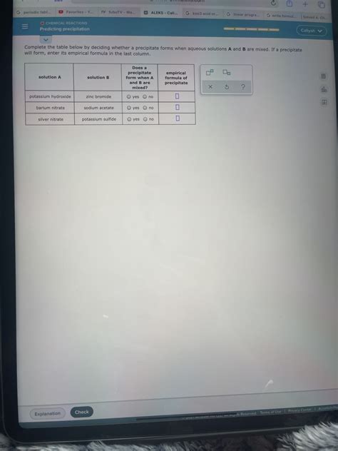 Answered: O CHEMICAL REACTIONS Predicting precipitation Caliyah V ...