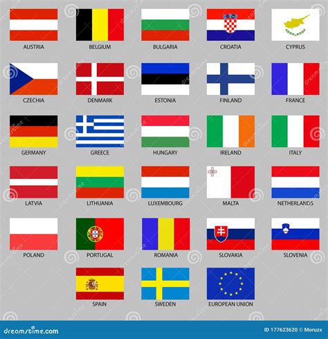 European Union Country Flags. EU Flag Collage. Stock Vector ...