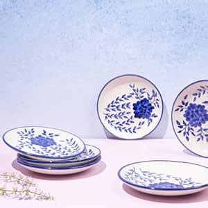 Buy Amalfiee Sanaah Premium Ceramic Quarter Plate Set (6 Pieces ...