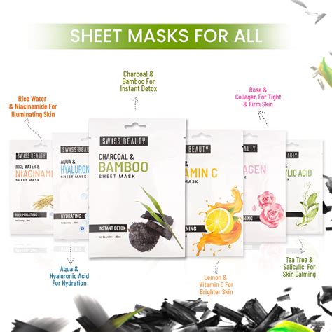 Swiss Beauty Charcoal & Bamboo Sheet Mask.