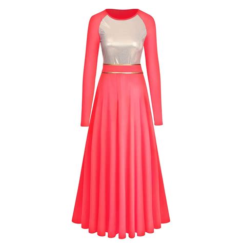 Buy Praise Dance Dresses for Women Gold Metallic Color Block Liturgical ...