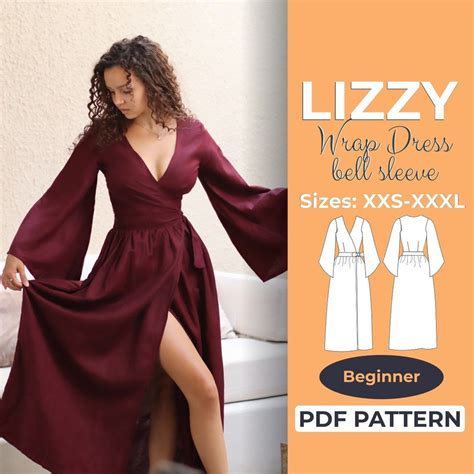 Wrap Dress Sewing Pattern, XXS - XXXL, Beginner Friendly Summer Wraparound Dress With Bell ...