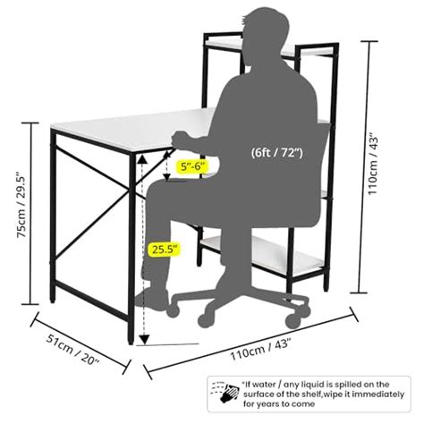 ABOUT SPACE Computer Table for Home with 4 Tier Storage (White - L 110 ...