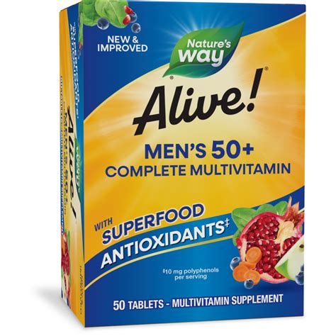 Nature's Way Alive! Men's 50+ Complete Multivitamin Tablets, B-Vitamins ...