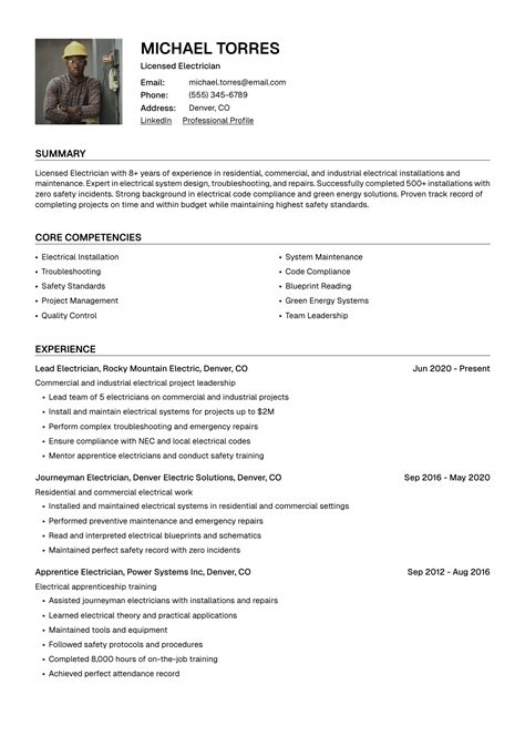 Electrician Resume Examples