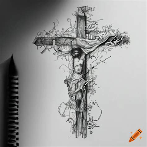 Jesus Christ On The Cross Drawing In Pencil