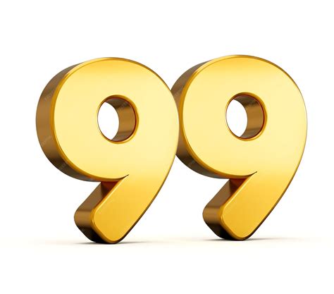 Premium Photo | 3d illustration of golden number ninety nine or 99 ...