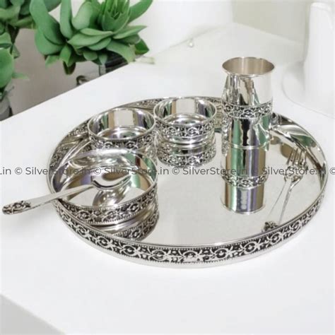 Pure Silver Dinner Set / Pure Silver thali set - 925 Bis hallmarked ...
