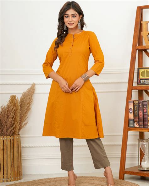 Light Brown A Line Kurta – Ambraee