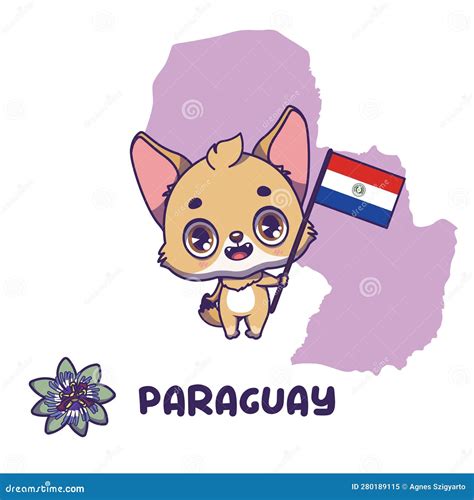 National Animal Pampas Fox Holding the Flag of Paraguay. National ...