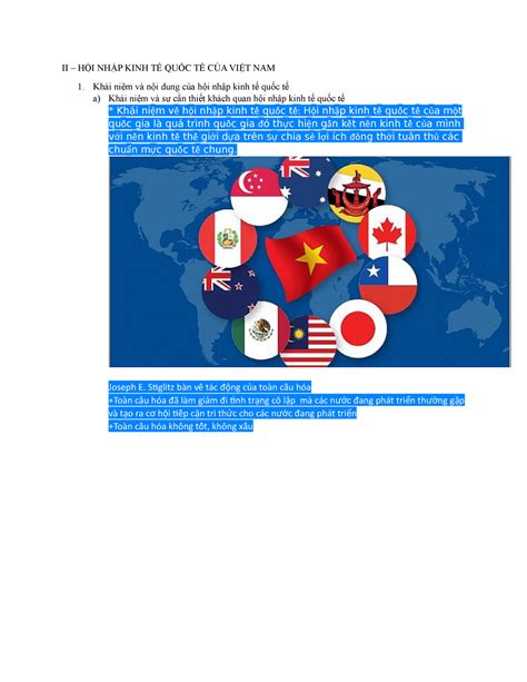 1a - qqqqqq - II – HỘI NHẬP KINH TẾ QUỐC TẾ CỦA VIỆT NAM 1. Khái niệm ...