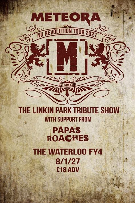 Meteora & Papas Roaches , Waterloo FY4, Blackpool, 8 January 2027 ...