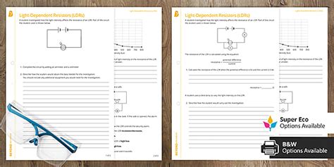 GCSE Light Dependent Resistors (LDRs) Worksheets | Beyond