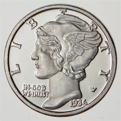 Rare Limited Edition .999 Fine Silver Mock 1936 Mercury Dime ...