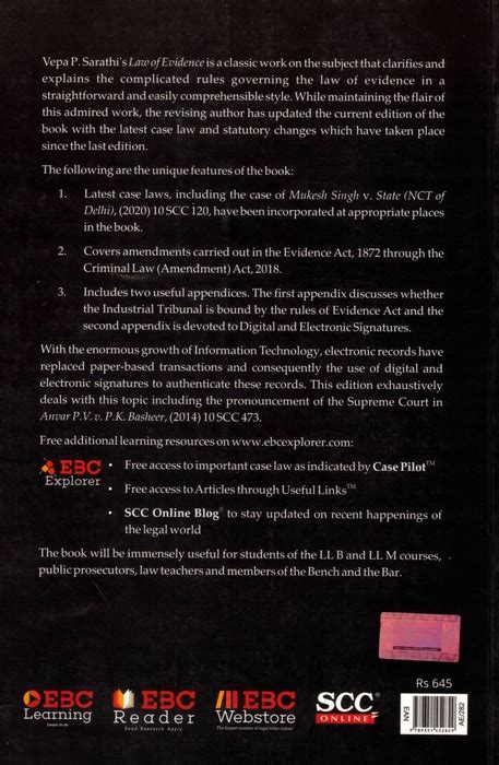 Vepa P. Sarathi's Law of Evidence (Eighth Edition)